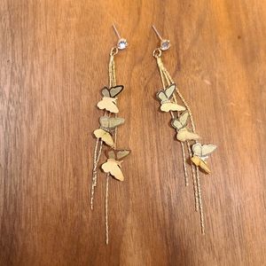 💜2 for 20$ 90s to 2000s Gold Colored Dangle Butterfly Earrings Y2K